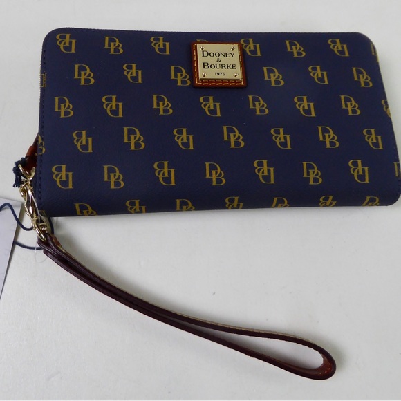 Dooney & Bourke Zip Around Gretta Coated Canvas Wallet Wristlet Leather Trim NWT - Picture 7 of 13